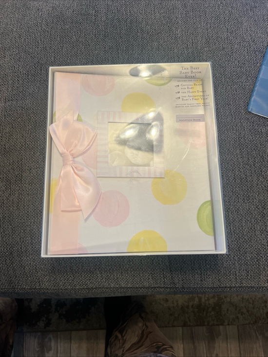 Penny Laine Other - Penny Laine Adoption Baby Memory Book with Satin Bow - Pink Polka Dot Keepsake